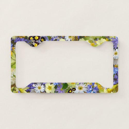 Beautiful Colorful Bed of Flowers License Plate Frame