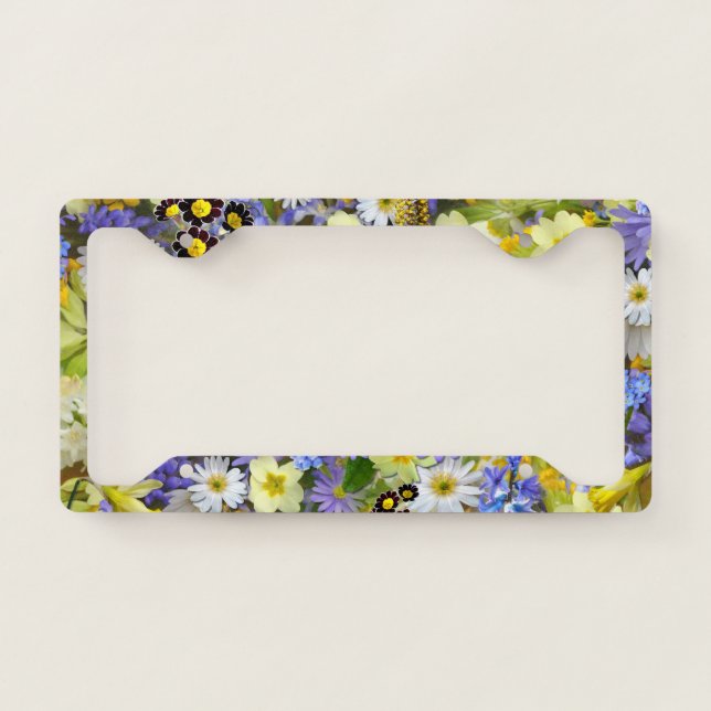 Beautiful Colorful Bed of Flowers License Plate Frame (Front)