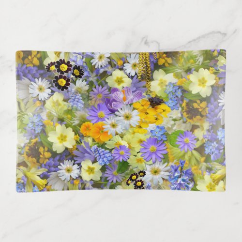 Beautiful Colorful Bed of Flowers Trinket Tray