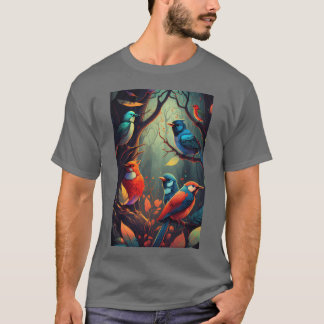 Beautiful Colorful Birds Illustration Artwork 13 f T-Shirt