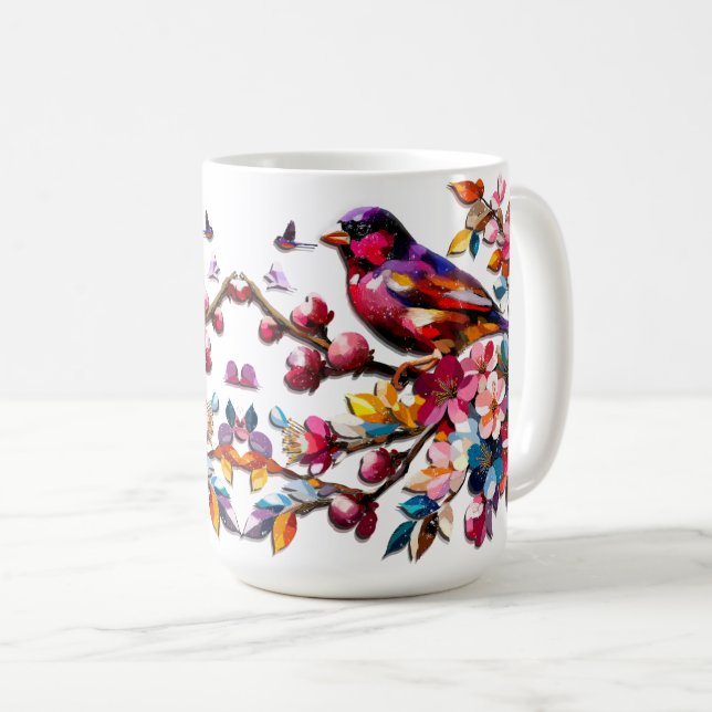 Beautiful Colorful Birds In Summertime Boho Coffee Mug (Front Right)