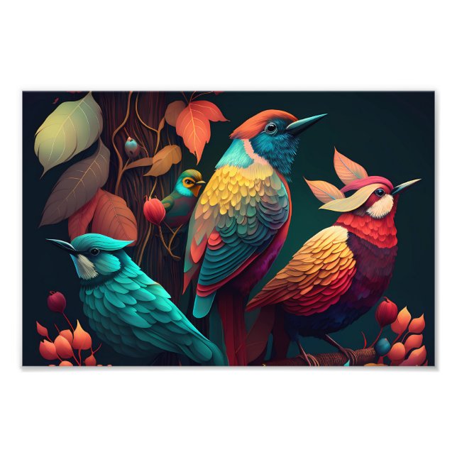 Beautiful Colorful Birds Photo Print (Front)