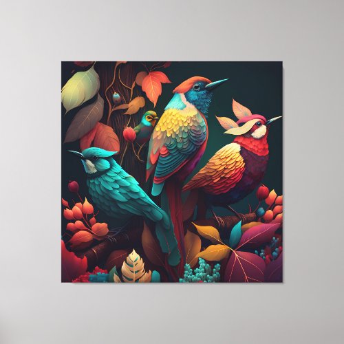 Beautiful Colorful Birds Stretched Canvas Print