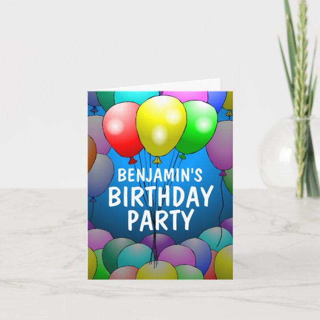 Beautiful colorful birthday balloons invitation (Front)