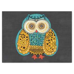 Beautiful Colorful Boho Retro Owl Tissue Paper