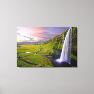 Beautiful colorful bright green waterfall wall art