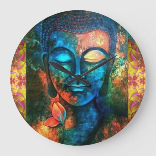 Beautiful Colorful Buddha Large Clock