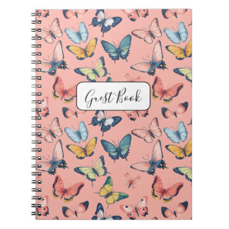 Beautiful Colorful Butterfly Print Guest Book