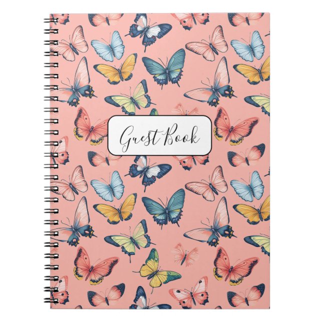 Beautiful Colorful Butterfly Print Guest Book (Front)