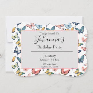 Beautiful Colorful Butterfly Print Invitation