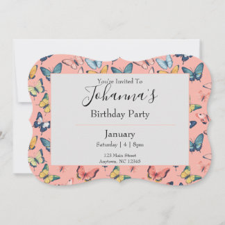 Beautiful Colorful Butterfly Print Invitation