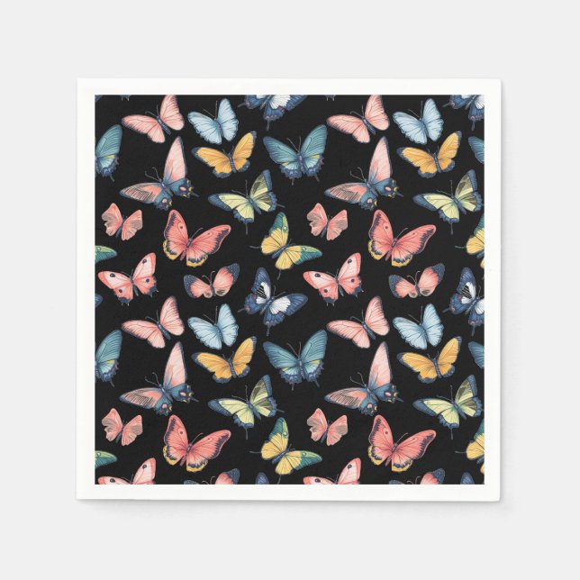 Beautiful Colorful Butterfly Print Napkins (Front)