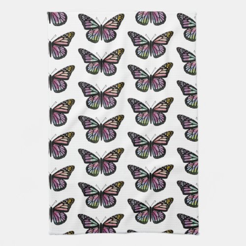 Beautiful Colorful Butterfly Watercolor Painting Kitchen Towel