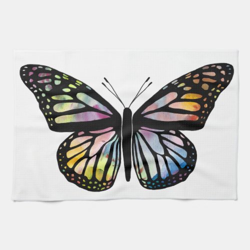 Beautiful Colorful Butterfly Watercolor Painting Kitchen Towel