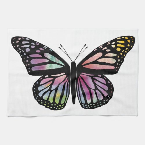 Beautiful Colorful Butterfly Watercolor Painting Kitchen Towel