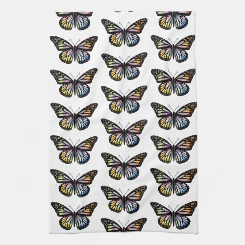 Beautiful Colorful Butterfly Watercolor Pattern Kitchen Towel