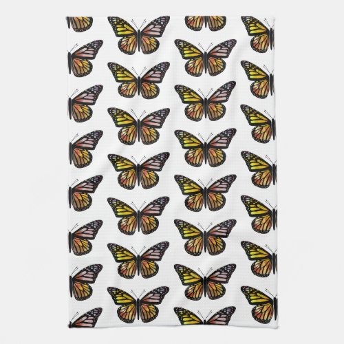 Beautiful Colorful Butterfly Watercolor Pattern Kitchen Towel