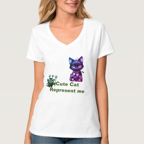 Beautiful colorful cat with her little friend T_Sh T_Shirt