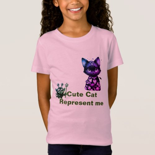 Beautiful colorful cat with her little friend T_Shirt