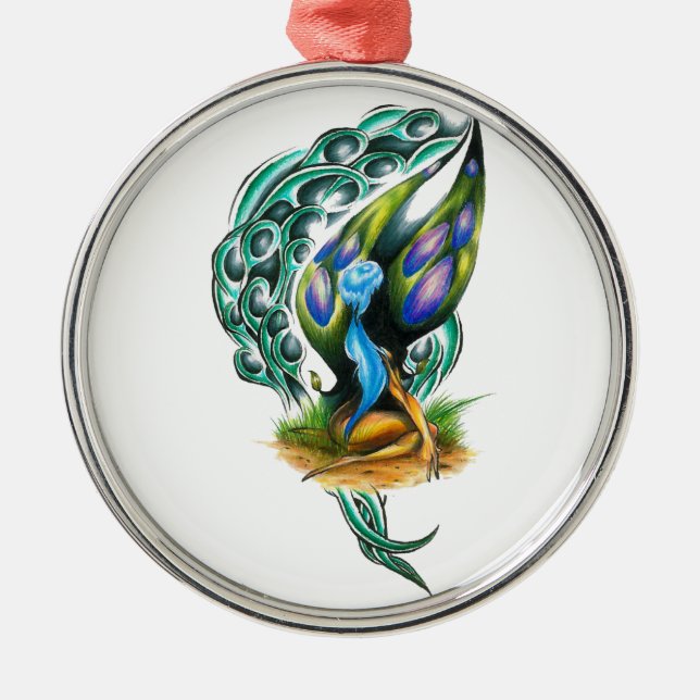 Beautiful Colorful Celtic Forest Faery Metal Ornament (Front)