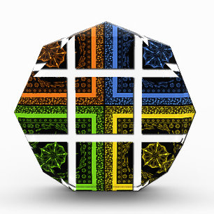 Beautiful colorful checkered geometrical stripes acrylic award