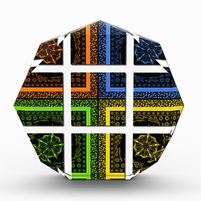 Beautiful colorful checkered geometrical stripes acrylic award (Front)