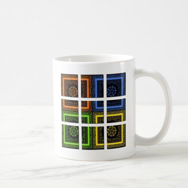 Beautiful colorful checkered geometrical stripes coffee mug (Right)