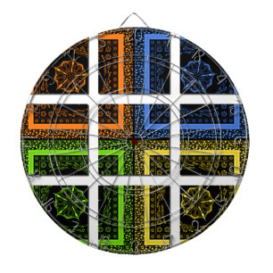 Beautiful colorful checkered geometrical stripes dart board