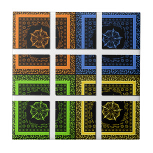 Beautiful colorful checkered geometrical stripes tile