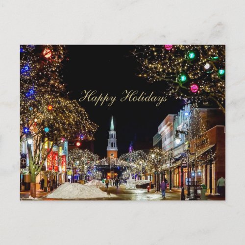 Beautiful Colorful  Christmas City Night Invitation Postcard