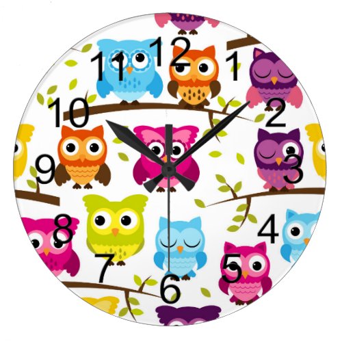 Beautiful Colorful Custom Owl Clocks