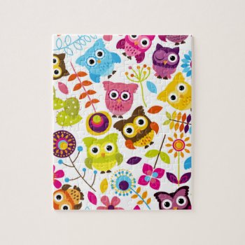 Beautiful Colorful Custom Owl Jigsaw Puzzle by Hoot_Hoot at Zazzle