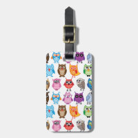 Beautiful Colorful Custom Owl Luggage Tag