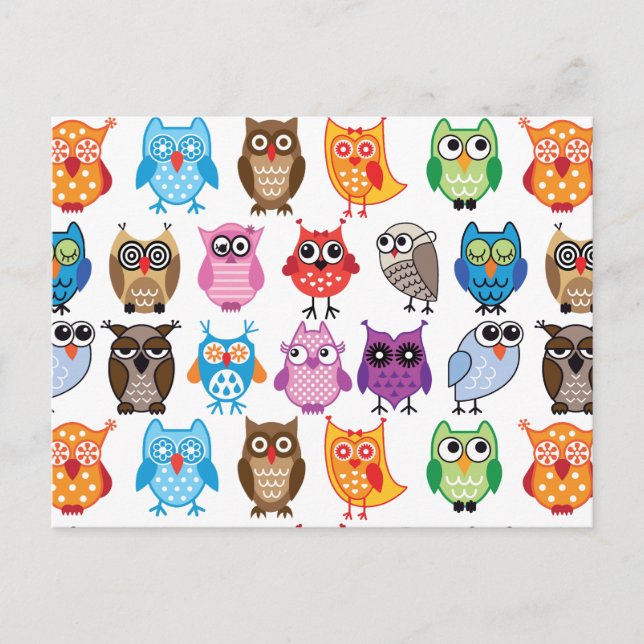 Beautiful Colorful Custom Owl Postcard (Front)