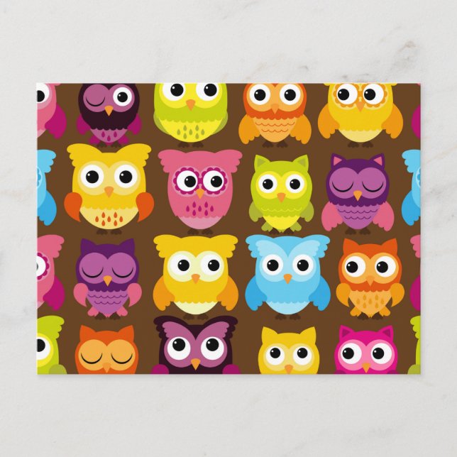 Beautiful Colorful Custom Owl Postcard (Front)