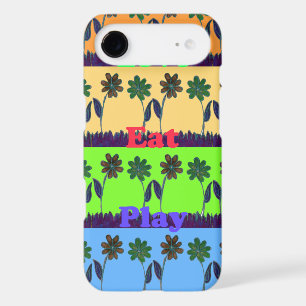 Beautiful colorful Eat Love Play text Floral Pop  iPhone 17 Air Case