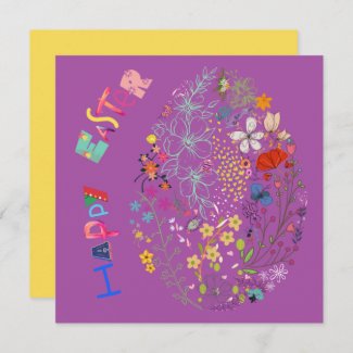 Beautiful Colorful Egg Floral Easter Card