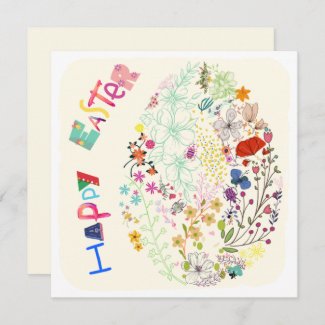 Beautiful Colorful Egg Floral Easter Card