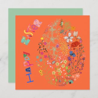 Beautiful Colorful Egg Floral Easter Card