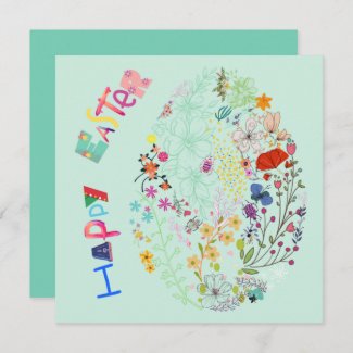 Beautiful Colorful Egg Floral Easter Card