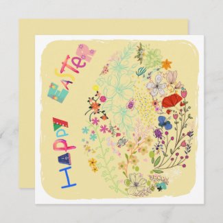 Beautiful Colorful Egg Floral Easter Card