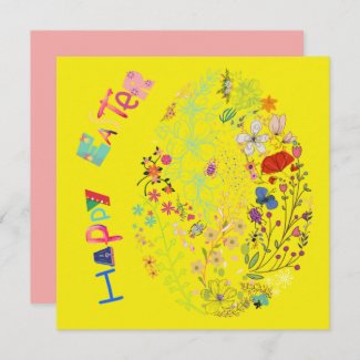 Beautiful Colorful Egg Floral Easter Card