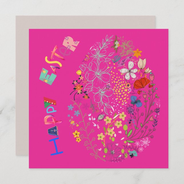 Beautiful Colorful Egg Floral Easter Card (Front/Back)