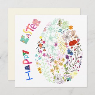 Beautiful Colorful Egg Floral Easter Card