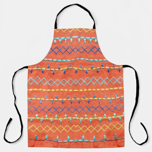 Beautiful colorful embroidered hippie style pie apron