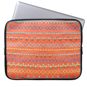 Beautiful, colorful, embroidered, hippie style pie laptop sleeve