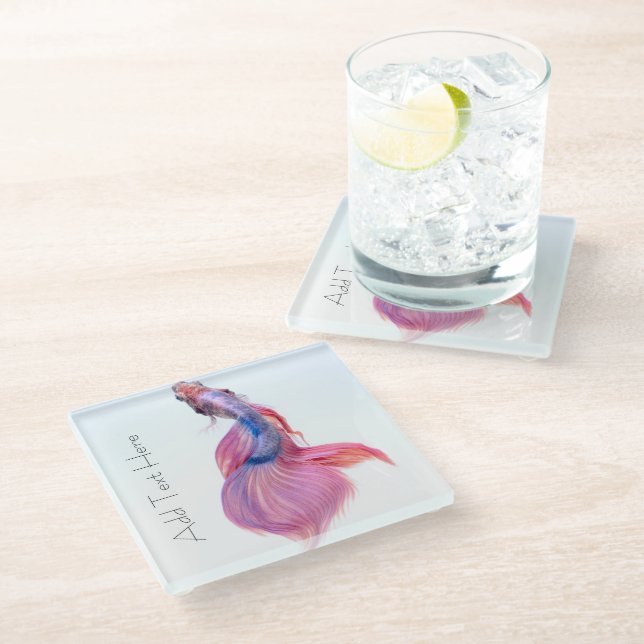Beautiful Colorful Fantasy Koi Fish Glass Coaster (Angled)