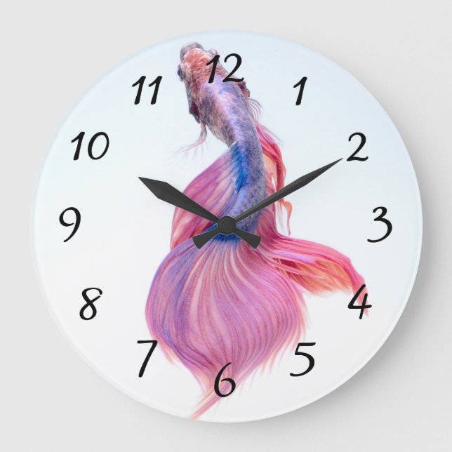 Beautiful Colorful Fantasy Koi Fish Large Clock (Front)