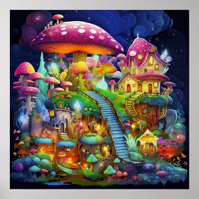 Beautiful Colorful Fantasy Magical Landscape Poster (Front)