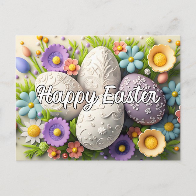 Beautiful Colorful Festive Easter Collage Postcard (Front)